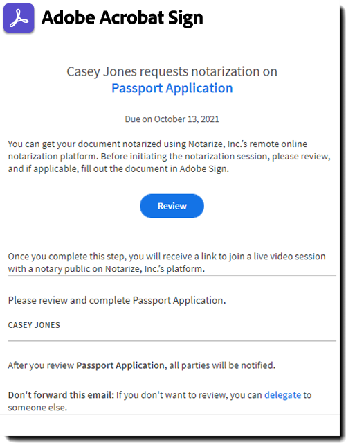 Notarize integration with Acrobat Sign